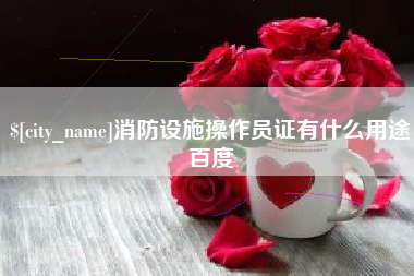 苍南消防设施操作员证有什么用途百度